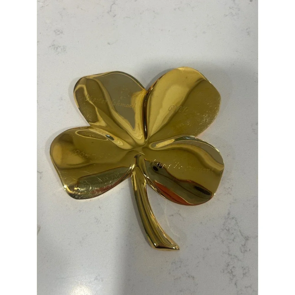 Gerity 24K Gold Electroplate Four Leaf Clover Paperweight Happy Retirement GMP - Picture 1 of 5